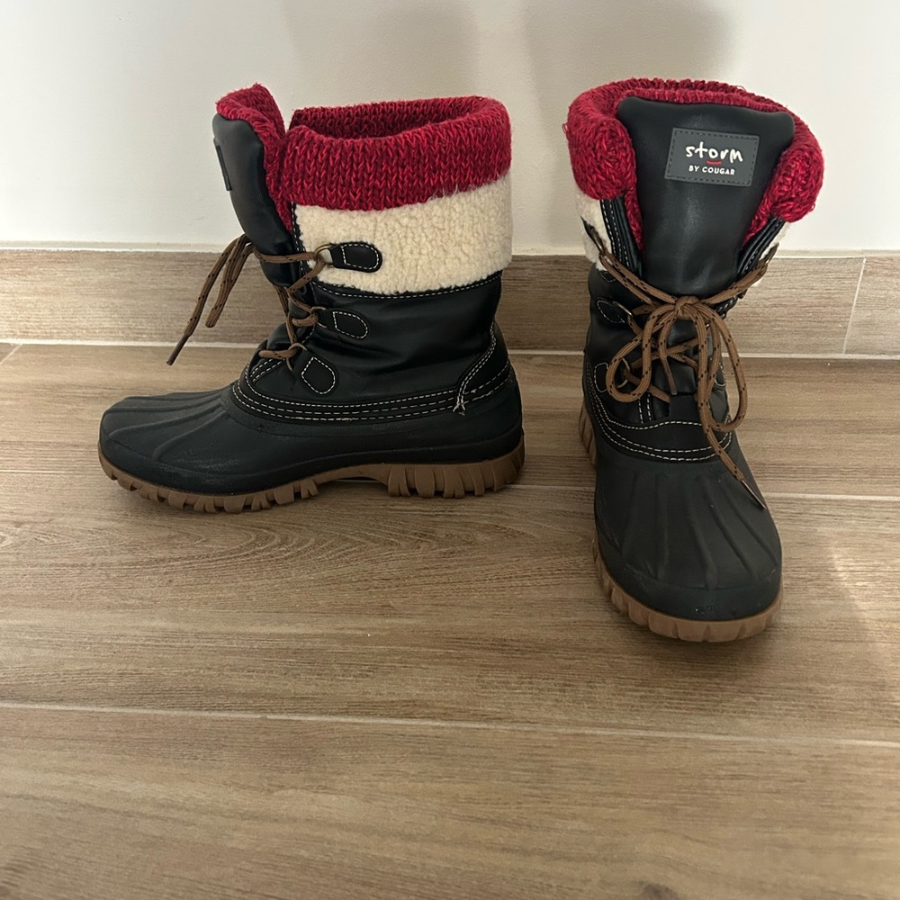 Storm by Cougar Black and Red Winter Boots